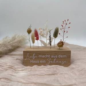 Trockenblumenständer aus Holz, Blumenleiste personalisiert mit Trockenblumen, Flowerbar, Geschenk, Muttertag, Hochzeit, Bild 4