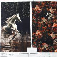 Rucksack Panel Pferde, Canvas Stoff Pferde, Cut and Sew Rucksack Pferdemotiv, Turnbeutel Pferdemotiv nähen Bild 3