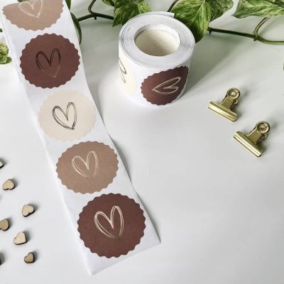 Aufkleber LOVELY HEARTS Geschenkaufkleber Goldeffekt ROT ROSA CREME Set von 10 Stück für Deko Vepackungen