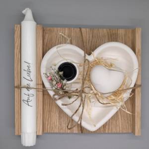 Geschenk zur Hochzeit | Herzteller |Hochzeitsgeschenk | Kerzenhalter | Kerze | Gips | Herz | Geldgeschenk Bild 3