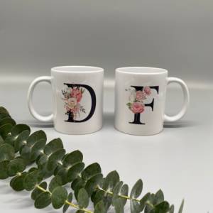 Personalisierte Tasse - Tasse mit Namen - Geburtstagsgeschenk - Kaffeetasse mit Buchstabe - Blumenbuchstabe - Tasse gest Bild 2