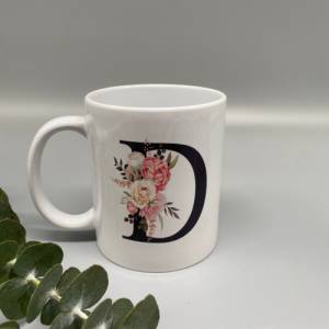 Personalisierte Tasse - Tasse mit Namen - Geburtstagsgeschenk - Kaffeetasse mit Buchstabe - Blumenbuchstabe - Tasse gest Bild 5