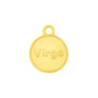 Zamak-Anhänger Sternzeichen Virgo (Jungfrau) gold 12mm 24K vergoldet mit Emaille in Oliv Bild 2