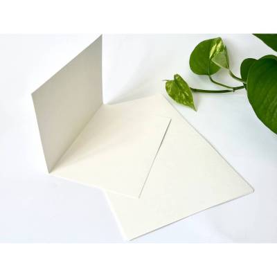 3 - 50 Stück Karten wahlweise mit Umschlag Klappkarten aus Kraftpapier cremeweiß
