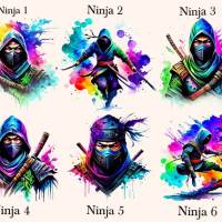 Bügelbilder Bügelmotiv Ninja Kämpfer bunt Junge Mädchen Höhe 10cm Bild 2