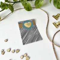 Aufkleber rund mit Herz TÜRKIS Sticker Geschenkaufkleber 5cm Goldeffekt Herzetikett blau hellblau gold verschenken Bild 2