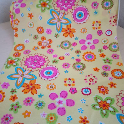 Tischband mit rosa orange Blüten  20 cm breit  zum basteln Dekorieren Baumwolle - Kindergeburtstag - Schulanfang Basteln
