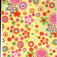 Tischband mit rosa orange Blüten  20 cm breit  zum basteln Dekorieren Baumwolle - Kindergeburtstag - Schulanfang Basteln Bild 2