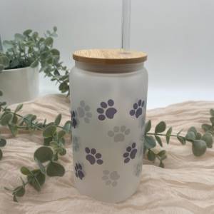 Glas mit Deckel u Strohhalm*Trinkglas*Kaffeeglas*Kaffebecher*personalisiert Trinkglas*Bambusdeckel*Hundebesitzer*Geschen Bild 6