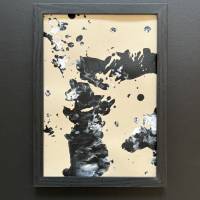 Handgemaltes abstraktes minimalistisches Bild auf hochwertigem 250g Naturell Papier schwarz weiß sand beige #1 der Serie Bild 3