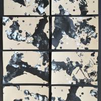 Handgemaltes abstraktes minimalistisches Bild auf hochwertigem 250g Naturell Papier schwarz weiß sand beige #1 der Serie Bild 6