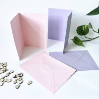 5 Stück Kartenset Klappkarten aus Kraftpapier rosa oder lila Bild 1