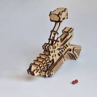Holzgewehr Pumpgun, STEM Projekt gelasertes Spielzeug DIY Bausatz Gummipistole 8mm Kugeln Bild 3