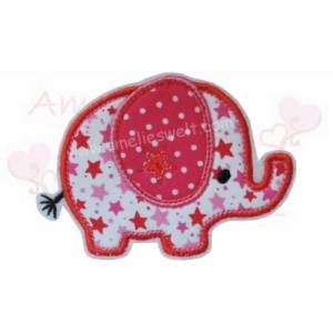 Elefant Applikation Aufbügler Aufnäher rot pink sterne aus stoff gestickt Bild 1