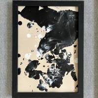 Handgemaltes abstraktes minimalistisches Bild auf hochwertigem 250g Naturell Papier schwarz weiß sand beige #2 Serie Bild 1