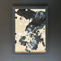 Handgemaltes abstraktes minimalistisches Bild auf hochwertigem 250g Naturell Papier schwarz weiß sand beige #2 Serie Bild 2