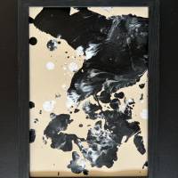 Handgemaltes abstraktes minimalistisches Bild auf hochwertigem 250g Naturell Papier schwarz weiß sand beige #2 Serie Bild 3