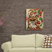 Acrylgemälde FUCHSTRÄUME - gemalter Fuchs mit Erdbeeren auf Leinwand 50cmx60cm von der Künstlerin Christiane Schwarz Bild 2