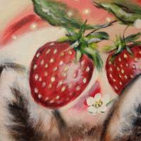 Acrylgemälde FUCHSTRÄUME - gemalter Fuchs mit Erdbeeren auf Leinwand 50cmx60cm von der Künstlerin Christiane Schwarz Bild 8
