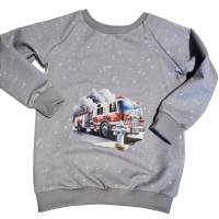 Langes Sweatshirt gr. 98 mit Feuerwehr handmade Bild 1