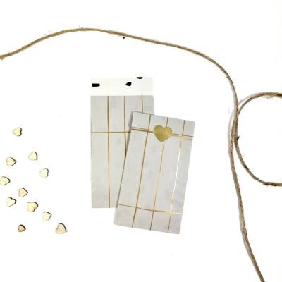 5-50 Stück Mini-Geschenktüten gold gestreift 7x13 cm Geschenkpackung Papierverpackung Adventskalender Tüte GRAU