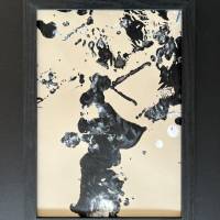 Handgemaltes abstraktes minimalistisches Bild auf hochwertigem 250g Naturell Papier schwarz weiß sand beige #3 der Bild 2