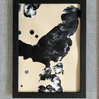 Handgemaltes abstraktes minimalistisches Bild auf hochwertigem 250g Naturell Papier schwarz weiß sand beige #4 der Bild 1