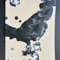 Handgemaltes abstraktes minimalistisches Bild auf hochwertigem 250g Naturell Papier schwarz weiß sand beige #4 der Bild 3
