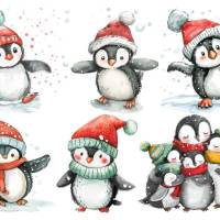 Bügelbilder Bügelmotiv Pinguin Mütze Winter Schnee Junge Mädchen Höhe 15cm Bild 1