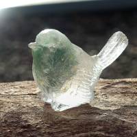 Vögelchen mit Grünem Aventurin, Bergkristall, 24 Karat Blattgold in Resin / Epoxid Bild 1