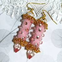 Ohrringe pastell rosa Glasperlen handgestickt handgemacht Bild 1