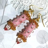 Ohrringe pastell rosa Glasperlen handgestickt handgemacht Bild 2