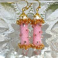 Ohrringe pastell rosa Glasperlen handgestickt handgemacht Bild 5