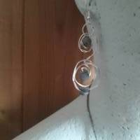 Tolle Ohrringe- je 3 wunderschön strukturierte Jaspisperlen eingearbeitet in frei verschlungenen Silberdrähten Bild 5