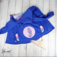 Sweatjacke Bio Softsweat Royalblau & Seepferdchen mit Streifen Bild 1