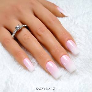 Press on Nails - Babyboomer Gel Nägel  - Fingernägel zum Aufkleben - Rosa Weiß Ombre Farbverlauf - handgefertigt Bild 3