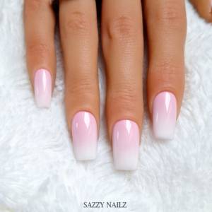 Press on Nails - Babyboomer Gel Nägel  - Fingernägel zum Aufkleben - Rosa Weiß Ombre Farbverlauf - handgefertigt Bild 4