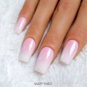 Press on Nails - Babyboomer Gel Nägel  - Fingernägel zum Aufkleben - Rosa Weiß Ombre Farbverlauf - handgefertigt Bild 5