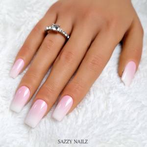 Press on Nails - Babyboomer Gel Nägel  - Fingernägel zum Aufkleben - Rosa Weiß Ombre Farbverlauf - handgefertigt Bild 6
