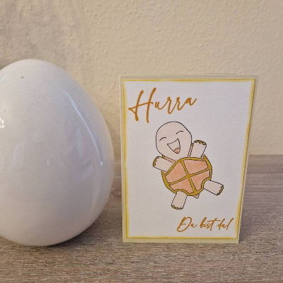 Gratulationskarte / Geburt / Schildkröte / Babykarte / Karte für Neugeborene / Baby Ankündigungskarte / Taufkarte