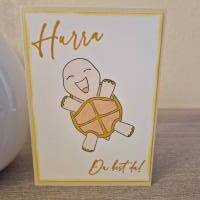 Gratulationskarte / Geburt / Schildkröte / Babykarte / Karte für Neugeborene / Baby Ankündigungskarte / Taufkarte Bild 2
