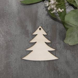 Postkarte aus Holz mit herausnehmbarem Anhänger - Weihnachtsymbole - Tannenbaum und Weihnachtskugel Bild 5