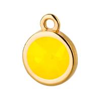 Anhänger gold 10mm mit Kristallstein in Yellow Opal 7mm 24K vergoldet für Armbänder, Ketten Bild 1