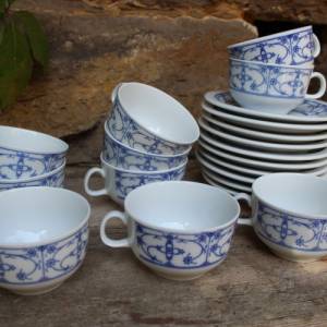 5 Kaffeetassen mit Untertassen Teetassen Indisch Blau Strohblume Bareuther Bavaria Bild 8