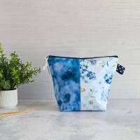 Projekttasche | Blaue Blumen | Projekttasche für Socken stricken | Stricktasche | Bobbeltasche Bild 2