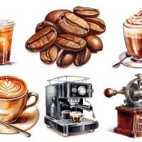 Bügelbilder Bügelmotiv Kaffee Cafe Cappuccino Barista Höhe 10cm Bild 1