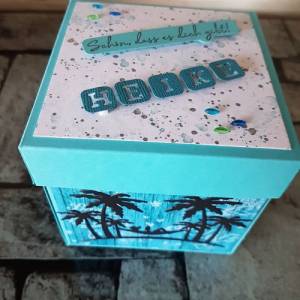 Explosionsbox - Reise mit Koffer individualisierbar, Palmen und Meer - Bild 2