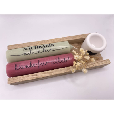Abschiedsgeschenk - Nachbarin mit Herz - Geschenk - Dankeschön - Nachbarn - Kerzen - Kerzenhalter - Geschenkbox Hol