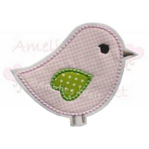 Vogel rosa vichy grün gepunktet Applikation Aufbügler Aufnäher bügelbilld vögelchen Bild 1