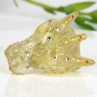 Drachenschädel aus Citrin in Resin mit Glasdiamanten, Drachenprinzessin Bild 3